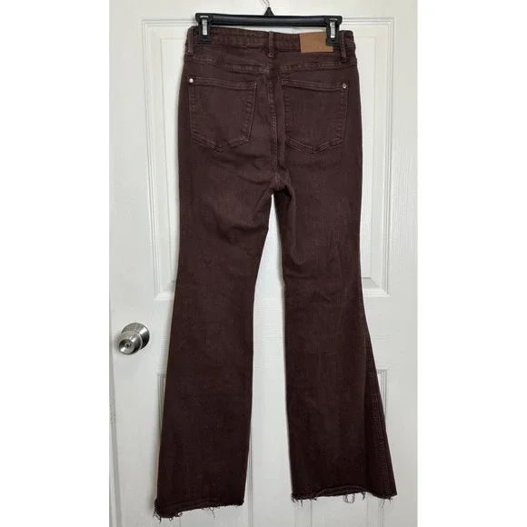 Judy Blue Women's High-Rise Espresso Brown Garment Dyed Flare Jeans Raw Hem 5/27 - Picture 5 of 11